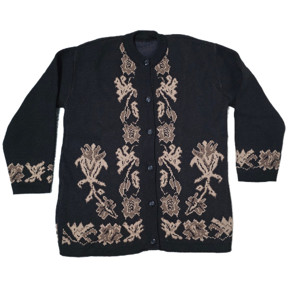 Womens Floral Embroidered Cardigan Sweater Knitwear Warm Jacket Outfit(H)